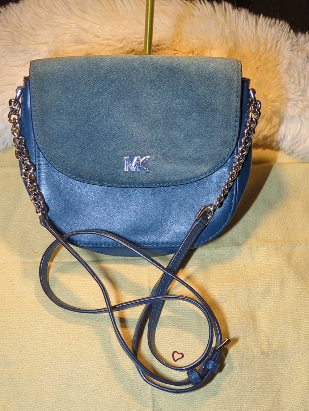 Michael Kors Teal Blue Crossbody Bag with Silver Hardware